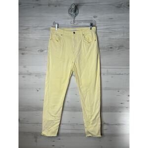 LOFT Jeans Womens 27/4 Yellow The Skinny Raw Hem Stretch Denim Ankle‎ Zip Fly